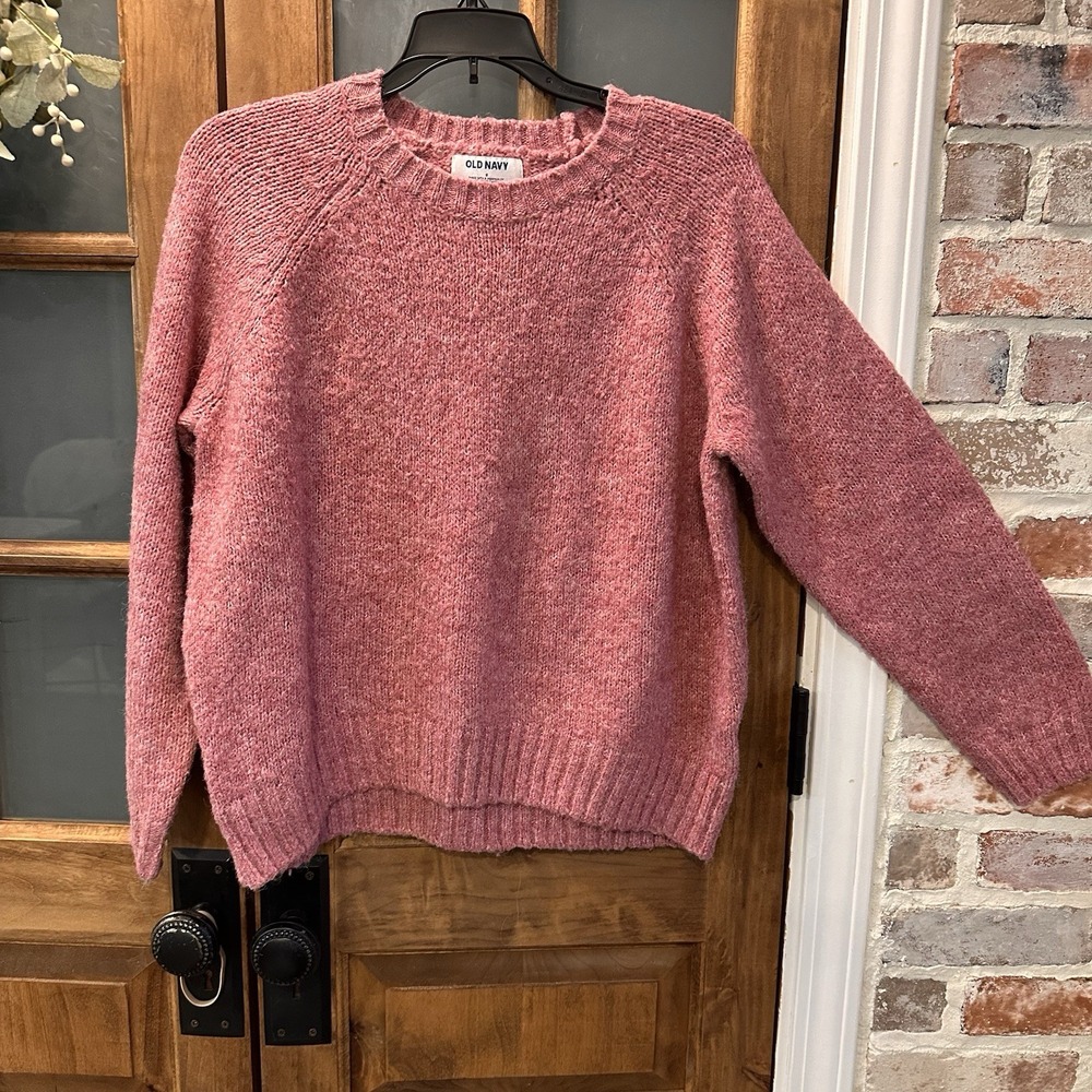 Old Navy Sweater Womens‎ Small Pink Rosebloom Marled Knit Raglan Pullover Cozy
